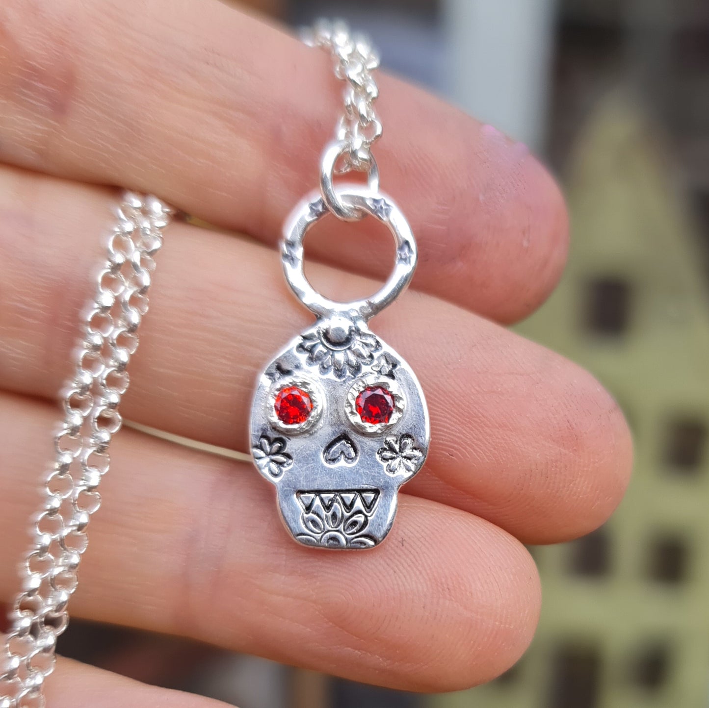 Sugar Skull Gemstone Pendant