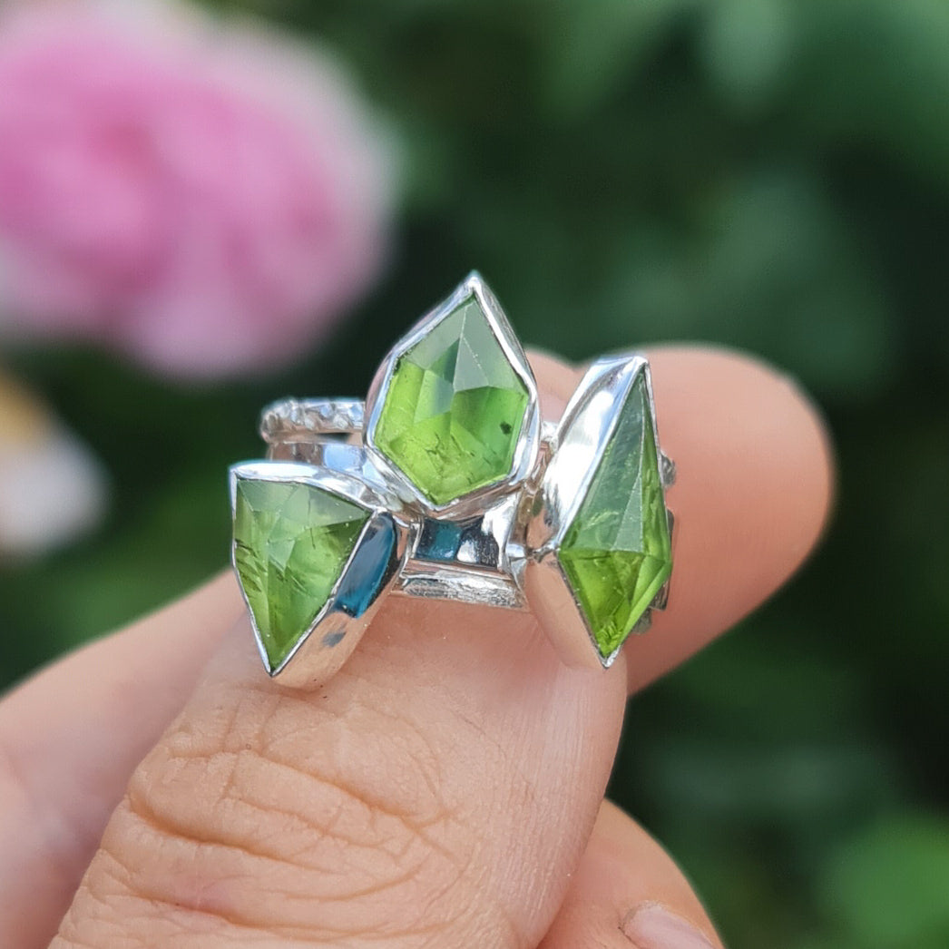 Chunky Freeform Peridot Stacking Ring
