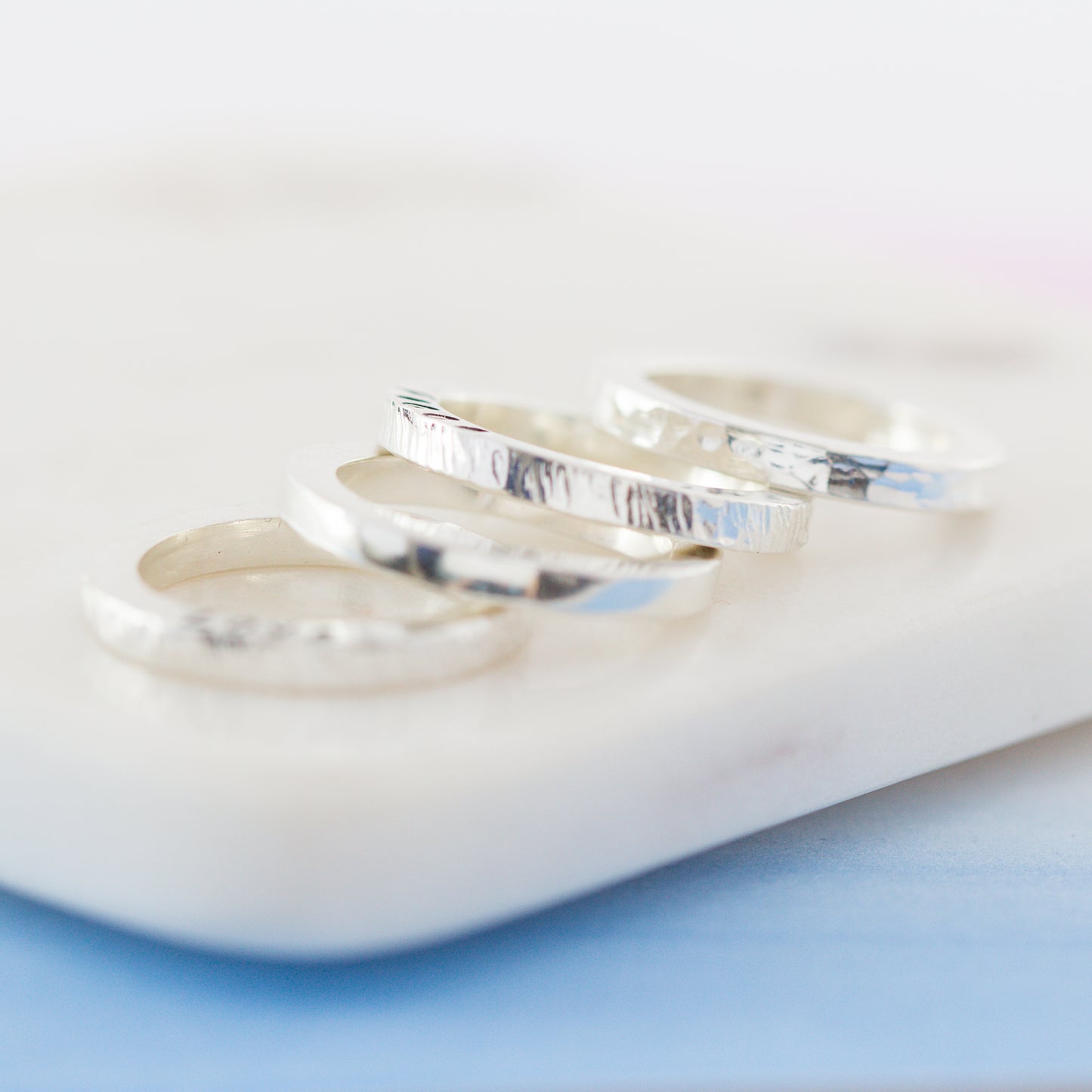 Personalised Nuts and Bolts Sterling Silver Stacking Rings