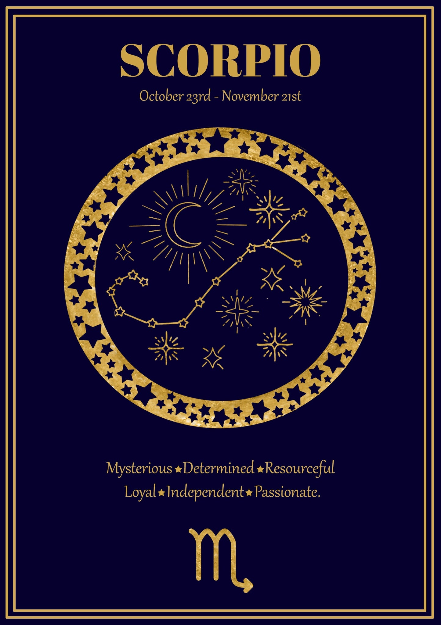 Zodiac Constellation Gold Foiled Greetings Card