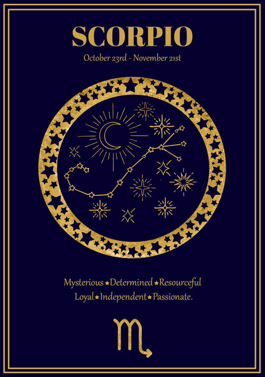 Zodiac Constellation Gold Foiled Greetings Card