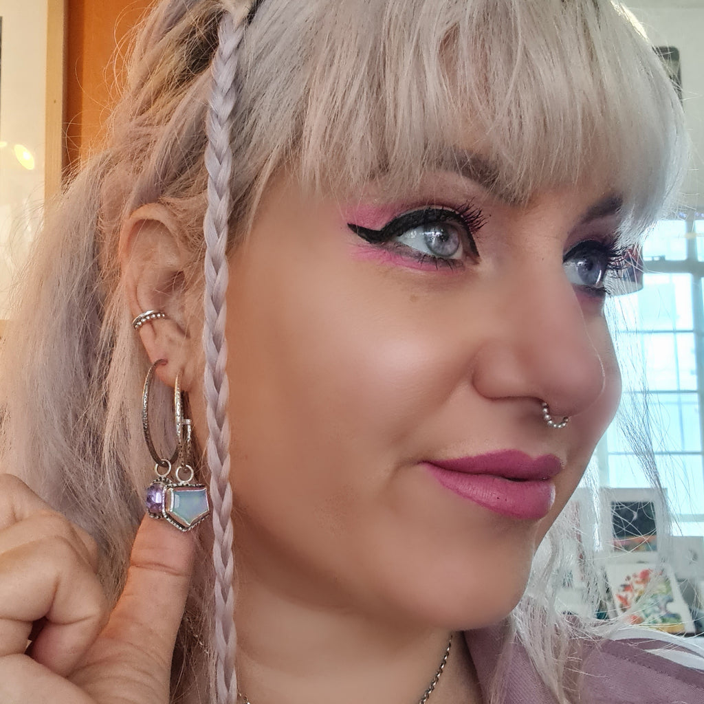 Large Gemstone Hoop Earrings