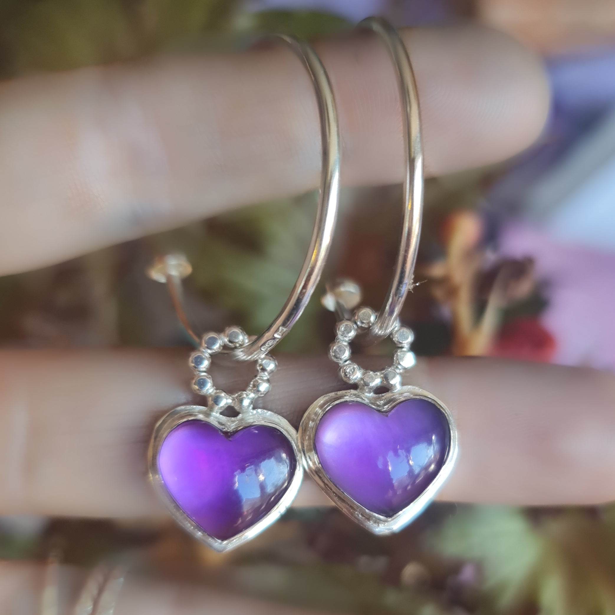 Large Gemstone Hoop Earrings