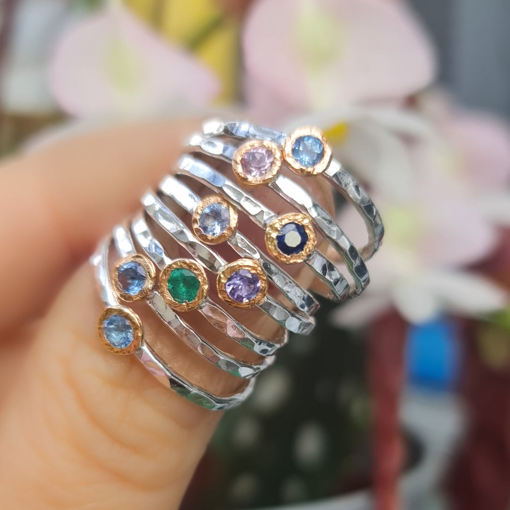 Mini Disco Birthstone Stacking Ring