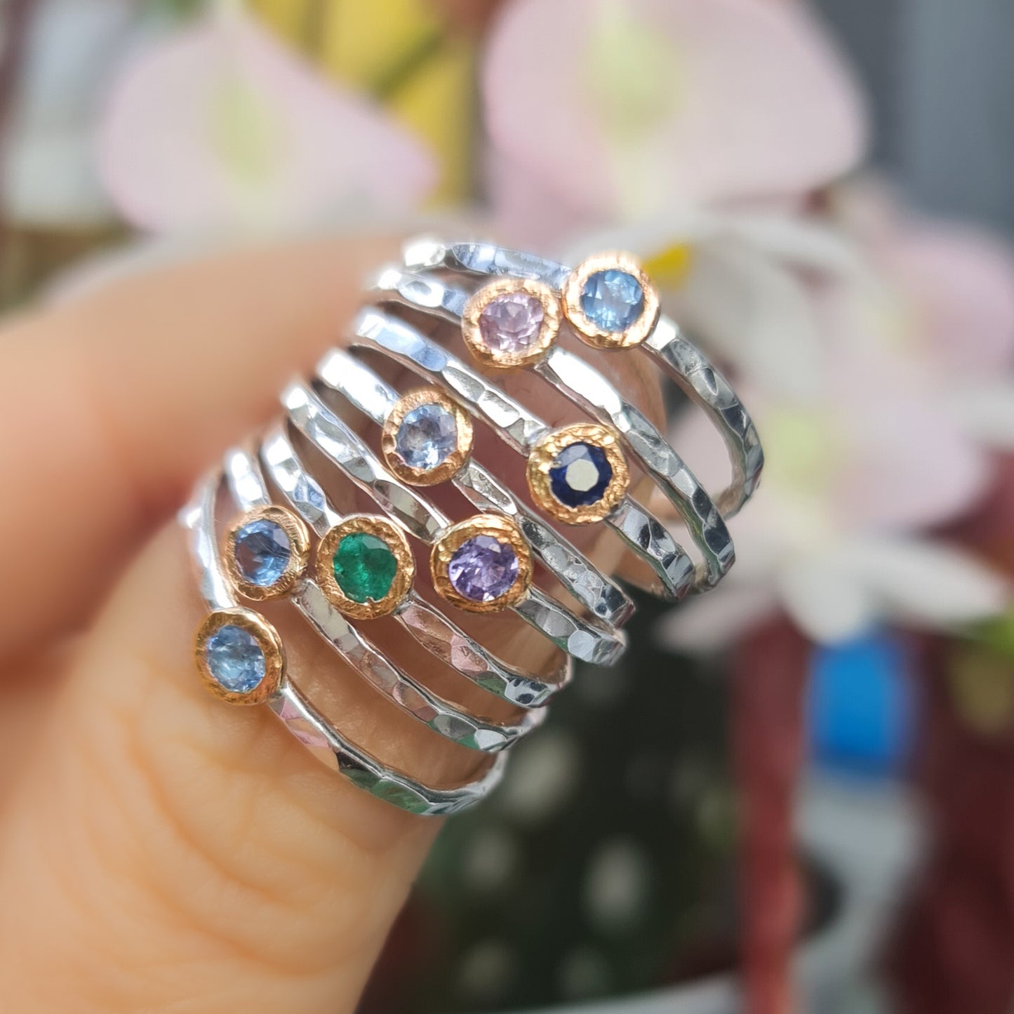 Mini Disco Birthstone Stacking Ring