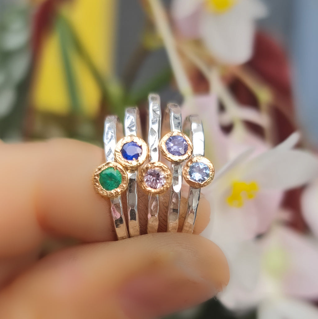 Mini Disco Birthstone Stacking Ring