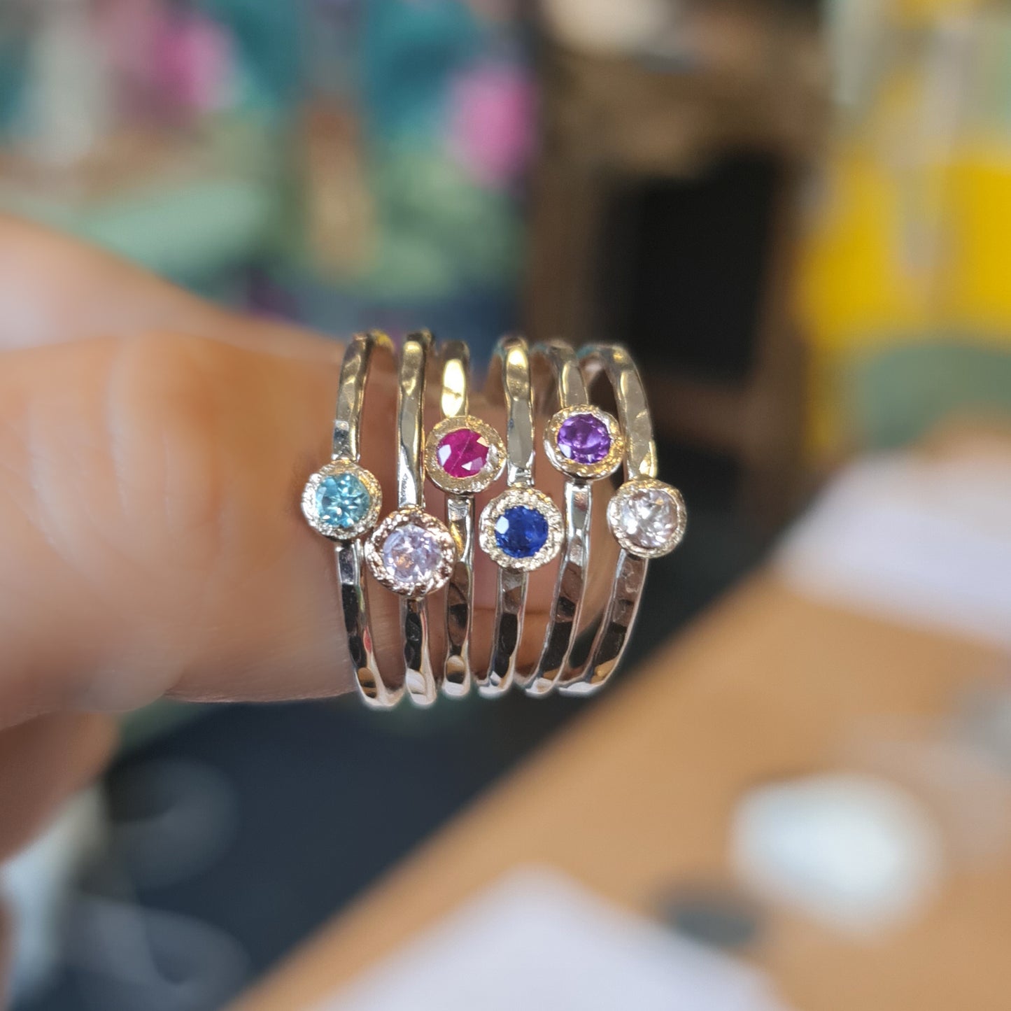 Mini Disco Birthstone Stacking Ring