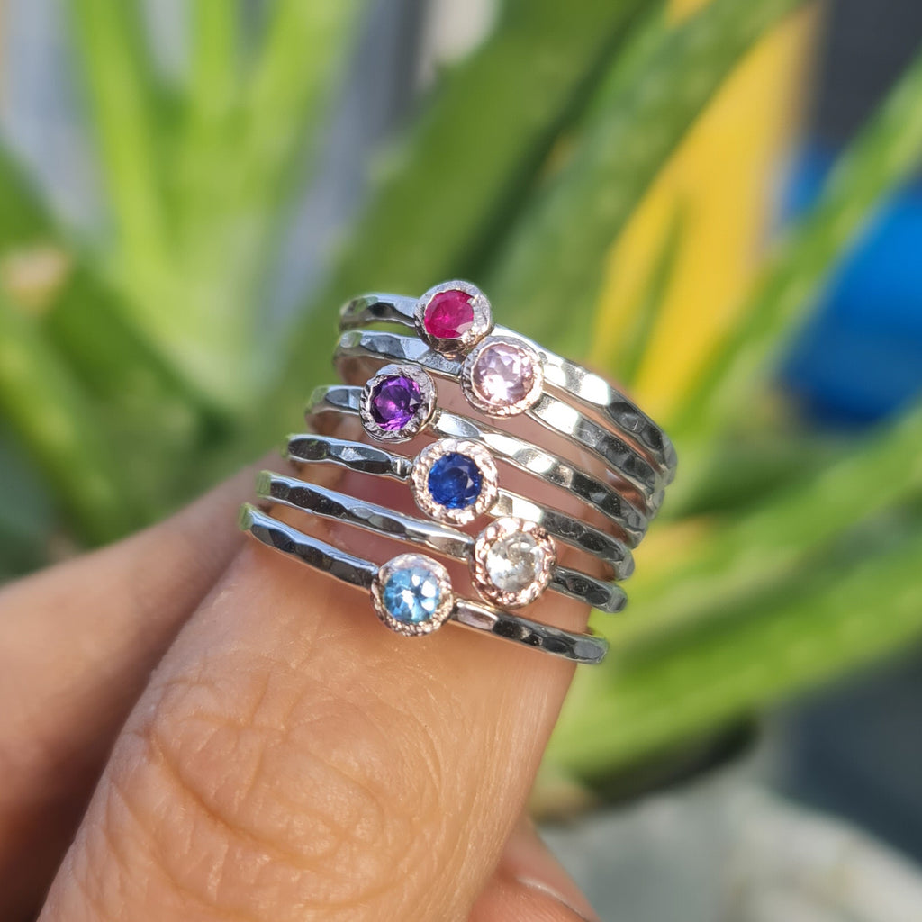 Mini Disco Birthstone Stacking Ring