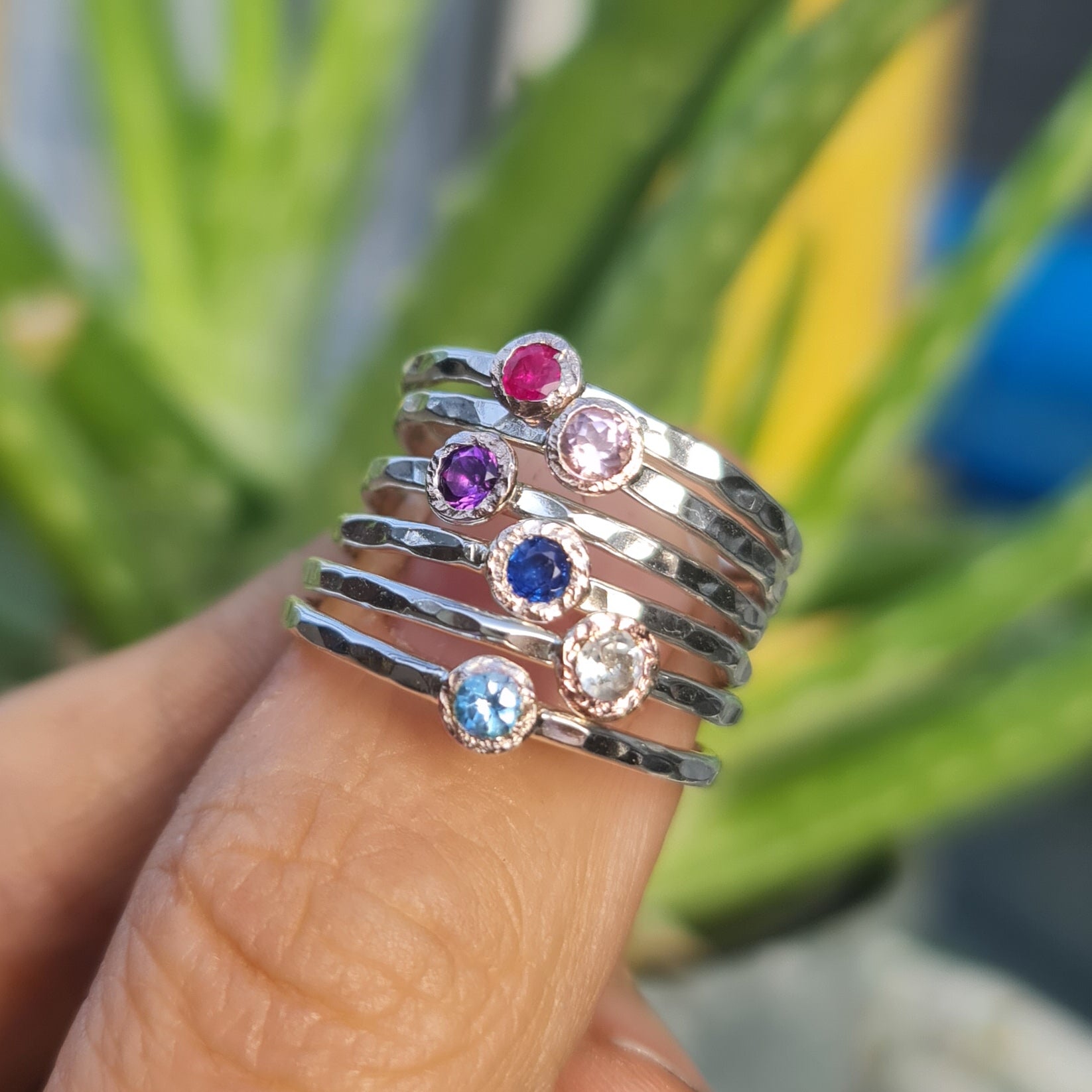 Mini Disco Birthstone Stacking Ring
