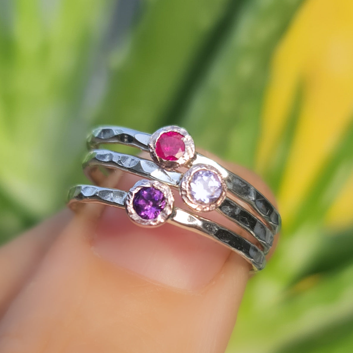 Mini Disco Birthstone Stacking Ring