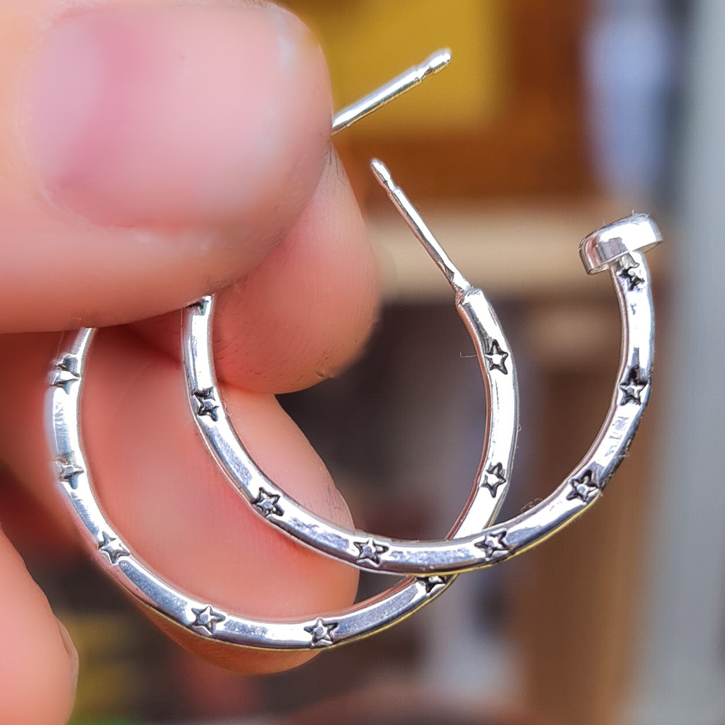 Moon and Star Hoop Earrings