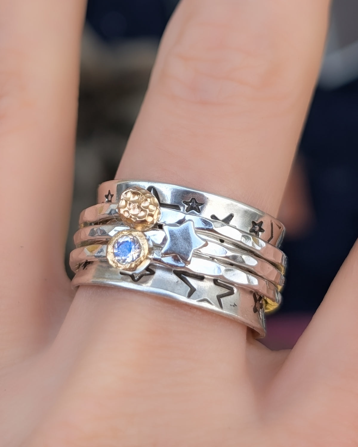 Sun, Moon & Star Spinner Ring