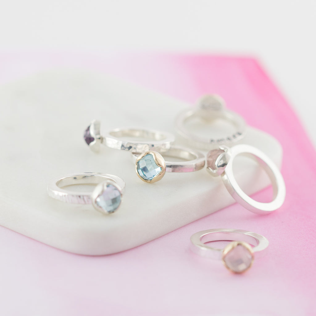 Personalised Disco Queen Gemstone Stacking Ring