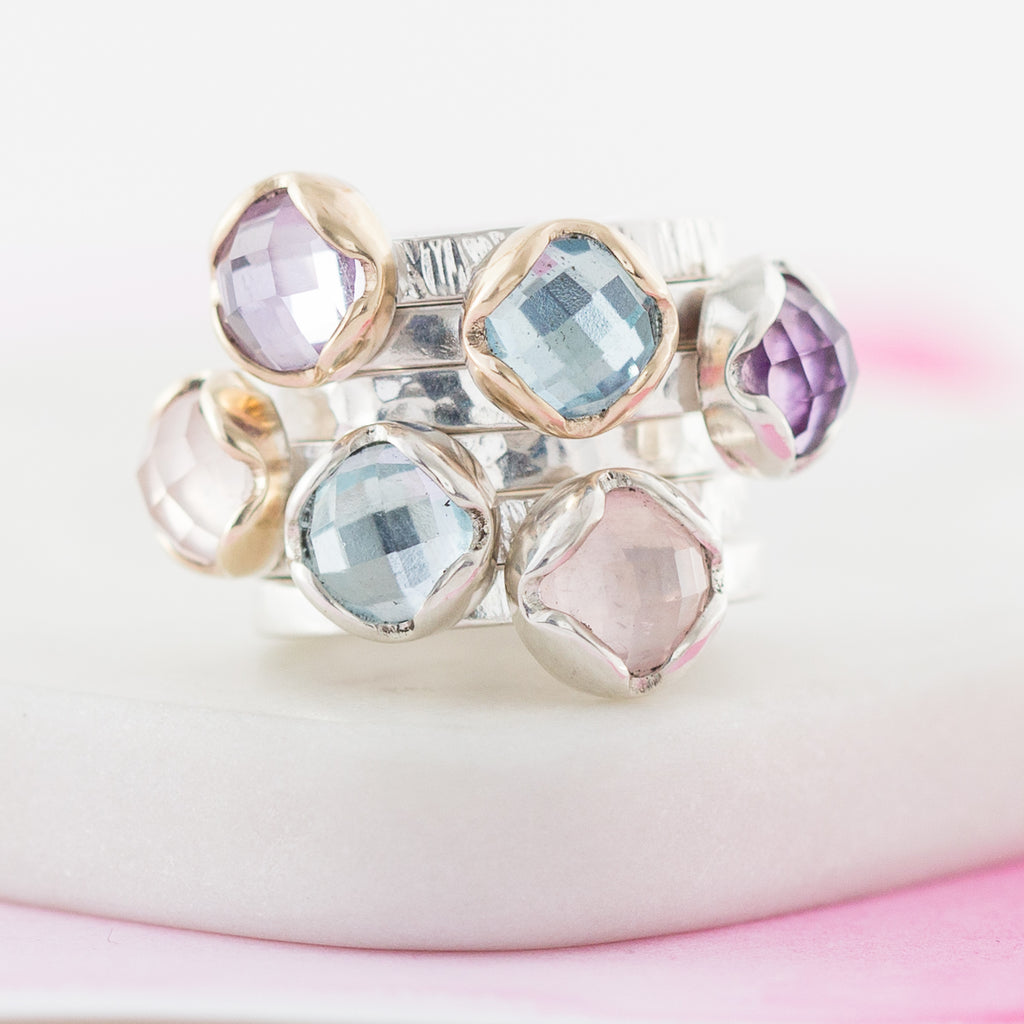 Personalised Disco Queen Gemstone Stacking Ring