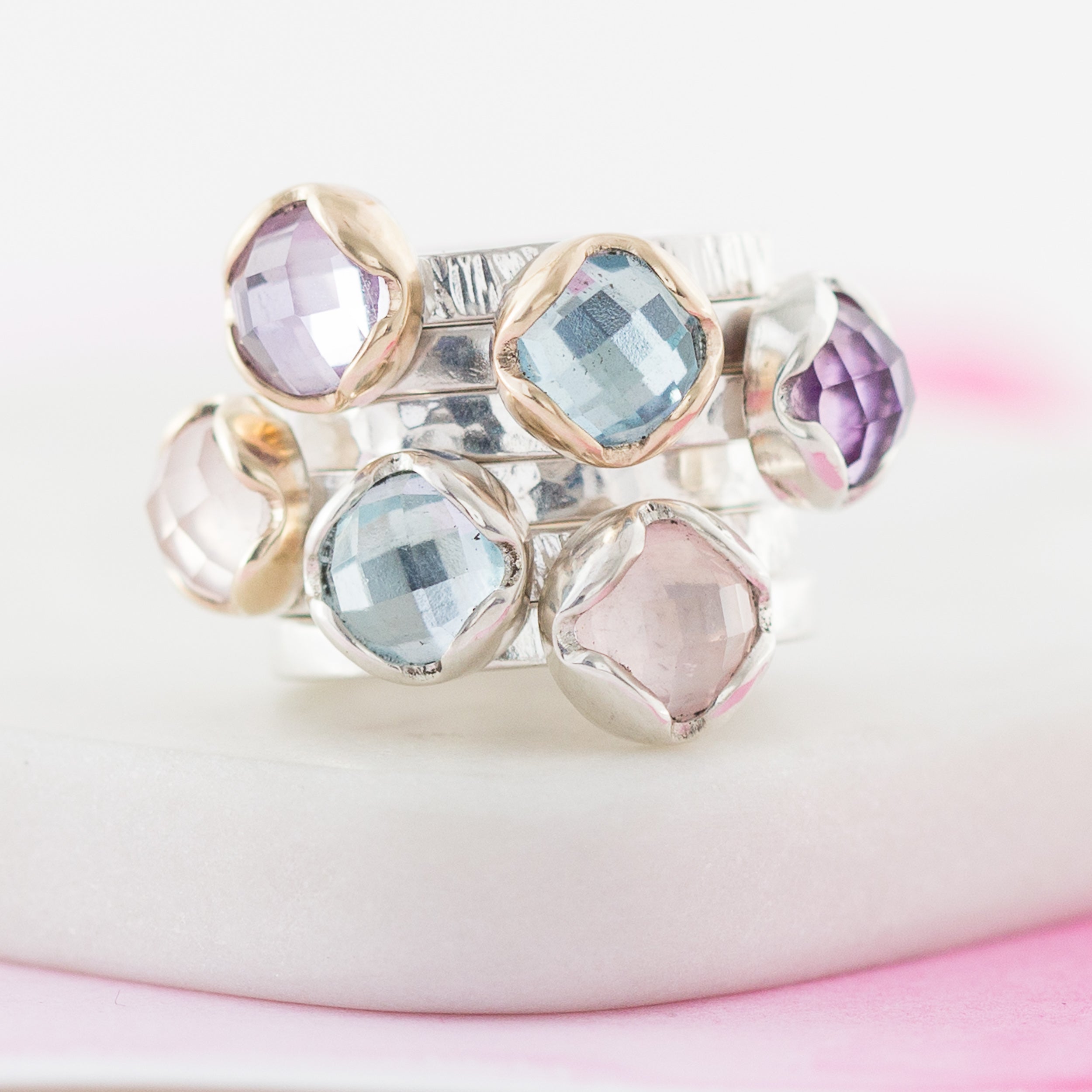 Personalised Disco Queen Gemstone Stacking Ring