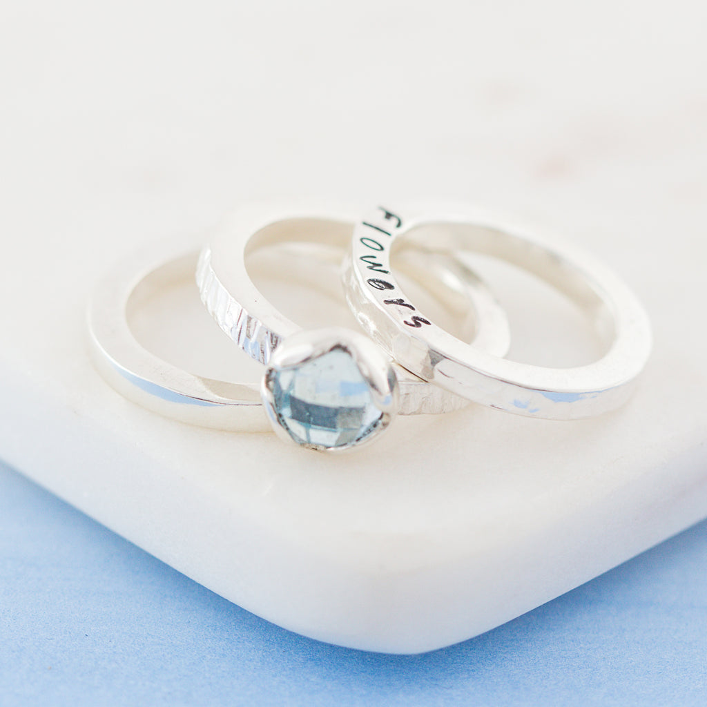 Personalised Disco Queen Gemstone Stacking Ring