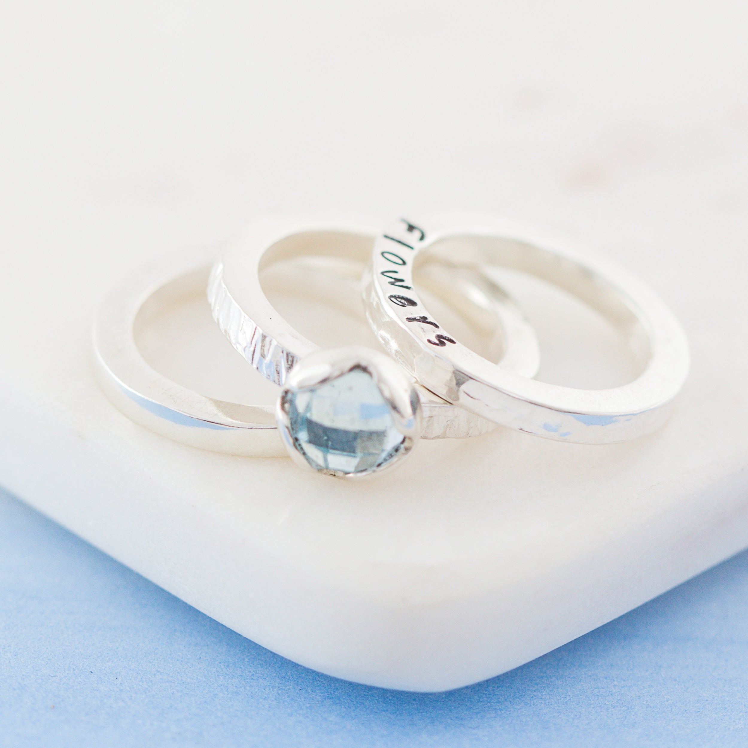 Personalised Disco Queen Gemstone Stacking Ring