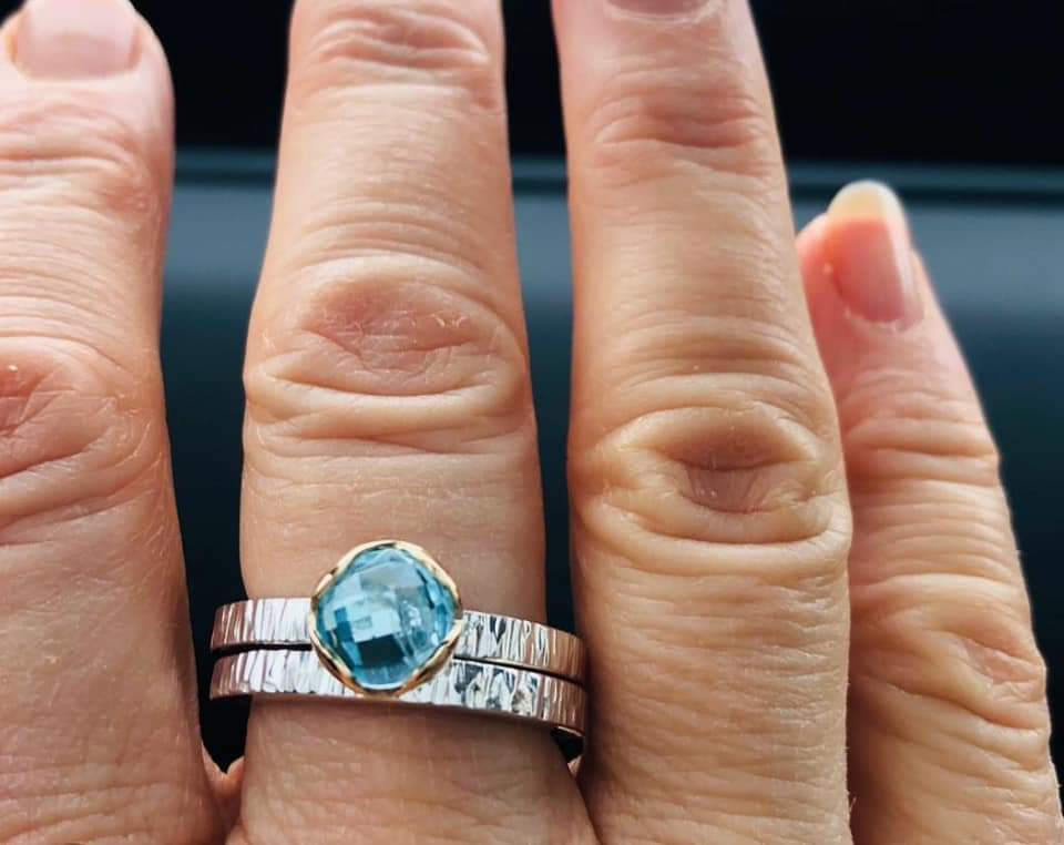 Personalised Disco Queen Gemstone Stacking Ring