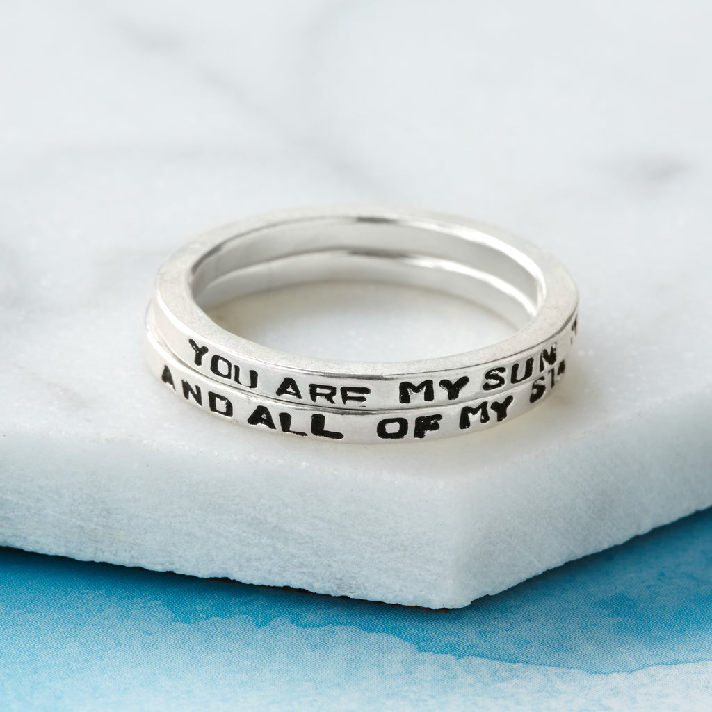 Personalised Sun, Moon & Star Stacking Ring
