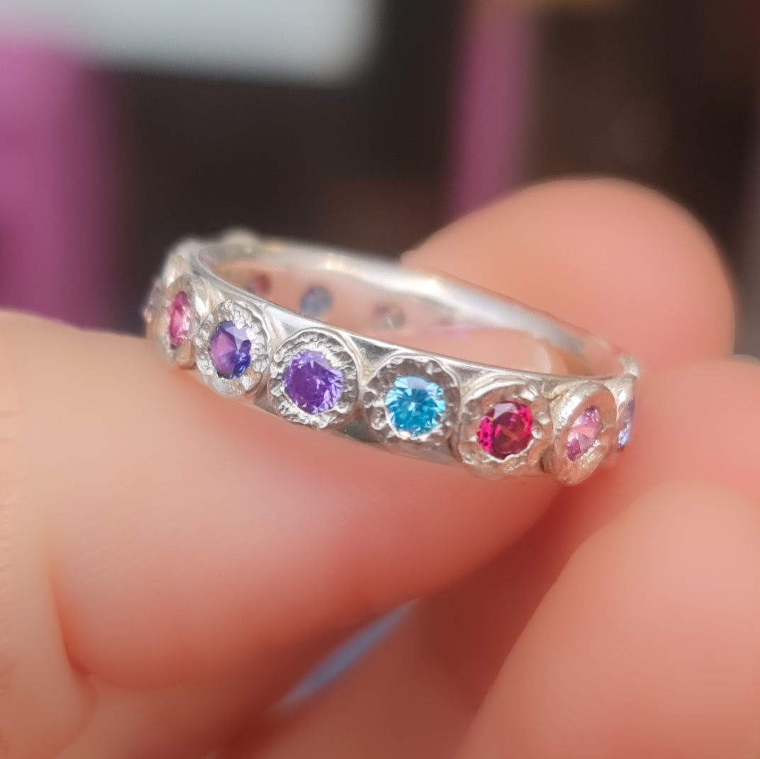 Confetti Eternity Ring | Sterling Silver Gemstone Ring
